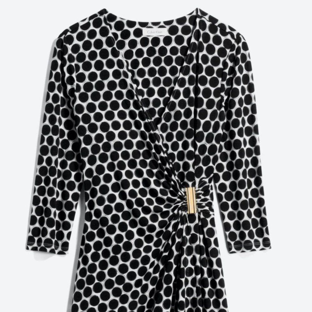 CALVIN KLEIN Luciana Faux Wrap Knit Dress